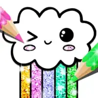 Cartea de colorat Kawaii Glitter